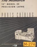 Monarch-Monarch 13\" Model EE, Precision Lathe, Parts Manual 1954-13\"-EE-01